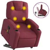 vidaXL Fauteuil de massage avec releveur vin rouge Tissu