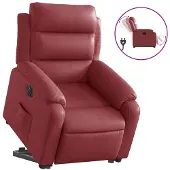 vidaXL Fauteuil relax releveur électrique vin rouge similicuir