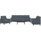 vidaXL Ensemble de canapés 3 pièces avec coussins gris foncé velours