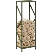 vidaXL Étagère à bois de chauffage vert olive 34x25x100 cm Acier laminé à froid