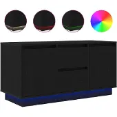 vidaXL Armoire TV avec lampes LED noir aspect chêne 100x41x50 cm