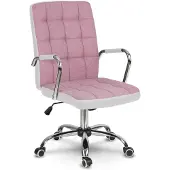 Sofotel Chaise De Bureau En Tissu Benton Rose Et Blanc