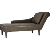 vidaXL Chaise longue avec coussin & accoudoir droit Gris Similicuir