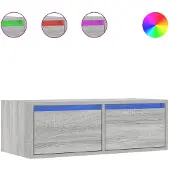 vidaXL Armoire TV avec lampes LED Gris Sonoma 75x35,5x25 cm