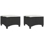 vidaXL Tabourets jardin coussins 2 pcs noir 55x55x36 cm résine tressée