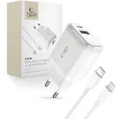 Tech-Protect C20W Chargeur secteur à 2 ports Pd20W/Qc3.0 + Câble Lightning Blanc