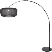 Steinhauer Lampe à arc noir Vela Lino avec teinte noire Ø60cm