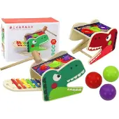 Leantoys Lean Dinozaur Wbijak Cymba?ki 2w1 Drewniany Czerwony