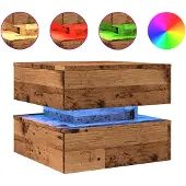 vidaXL Table basse avec lampes LED imitation vieux bois 50x50x40 cm