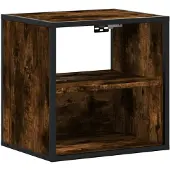 vidaXL Table de chevet murale Chêne fumé 40x31x39,5 cm