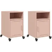 vidaXL Tables de chevet 2 pcs rose 36x39x59 cm acier