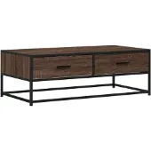 vidaXL Table basse marron imitation chêne 100x50x35 cm bois composite métal