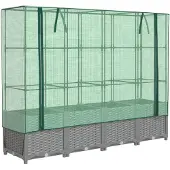 vidaXL Lit surélevé avec serre aspect rotin 160x40x138 cm