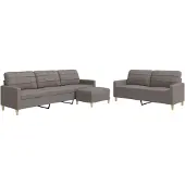 vidaXL Ensemble de canapés 3 pcs avec repose-pied taupe tissu