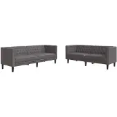 vidaXL Ensemble de canapé Chesterfield 2 pièces Gris Similicuir