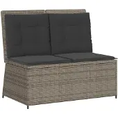 vidaXL Banc de jardin Réglable avec coussins Gris Poly Rattan