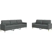 vidaXL Ensemble de canapés 2 pièces gris foncé Tissu