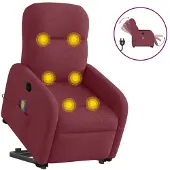 vidaXL Fauteuil de massage électrique avec releveur Tissu rouge vin
