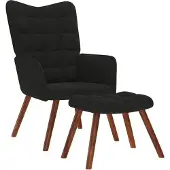 vidaXL Fauteuil de relaxation avec pouf Velours noir