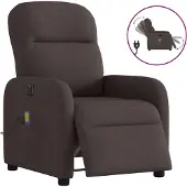 vidaXL Fauteuil de massage électrique Tissu marron foncé