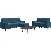 vidaXL Ensemble de canapés 3 pièces avec coussins et traversins Bleu velours