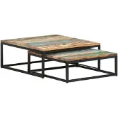 vidaXL Tables de salon 2 pcs. Bois massif recyclé