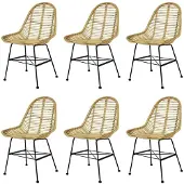 vidaXL Chaise de salle à manger 6 pcs. Rotin naturel