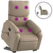 vidaXL Fauteuil de massage avec releveur électrique Cappuccino similicuir