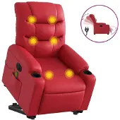 vidaXL Fauteuil de massage avec releveur électrique rouge similicuir