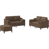 vidaXL Ensemble de canapés 3 pièces avec coussins Tissu brun