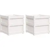 vidaXL Jardinières 2 pcs blanc bois de pin massif