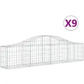 vidaXL Gabions avec arc surélevé 9 pcs. 200x30x40/60 cm Fer galvanisé