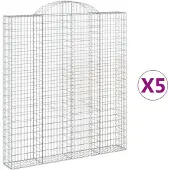 vidaXL Gabions avec arc surélevé 5 pcs. 200x30x220/240cm Fer galvanisé