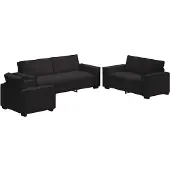 vidaXL Ensemble de canapés 3 pièces avec coussins Noir velours