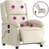 vidaXL Fauteuil de massage électrique Crème similicuir