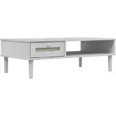vidaXL Table basse SENJA aspect rotin blanc 100x55x33 cm bois de pin