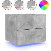 vidaXL Table de chevet murale avec lumières LED gris béton