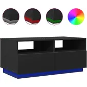vidaXL Table basse avec lumières LED noir 90x49x40 cm