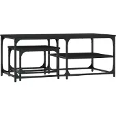 vidaXL Tables gigognes 2 pcs. noir bois composite