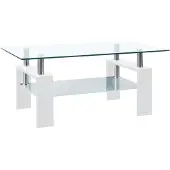 vidaXL Table basse blanche transparente 95x55x40 cm verre trempé