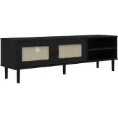 vidaXL Armoire TV SENJA aspect rotin noir 158x40x49cm bois de pin