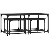 vidaXL Tables d'ensemble 3 pcs. noir bois composite