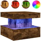 vidaXL Table basse avec lampes LED chêne fumé 50x50x40 cm