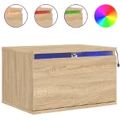 vidaXL Table de chevet murale avec lumières LED chêne sonoma