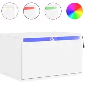 vidaXL Table de chevet murale avec lumières LED blanc