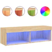 vidaXL Armoire TV avec lampes LED Chêne Sonoma 100x30x30 cm
