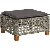 vidaXL Tabouret de jardin et coussin gris 63,5x56x32 cm résine tressée