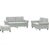 vidaXL Ensemble de canapés 3 pièces avec coussins gris clair velours