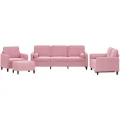 vidaXL Ensemble de canapés 4 pièces avec coussins Rose velours