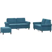 vidaXL Ensemble de canapés 3 pièces avec coussins bleu velours
